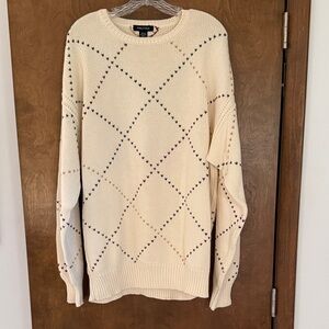 Nautica Cream Diamond Pattern Sweater